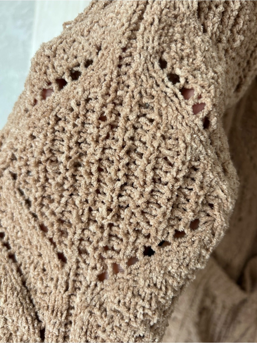 Hippie Rose Open-Front Knit Cardigan in Camel Brown - Picture 2 of 4